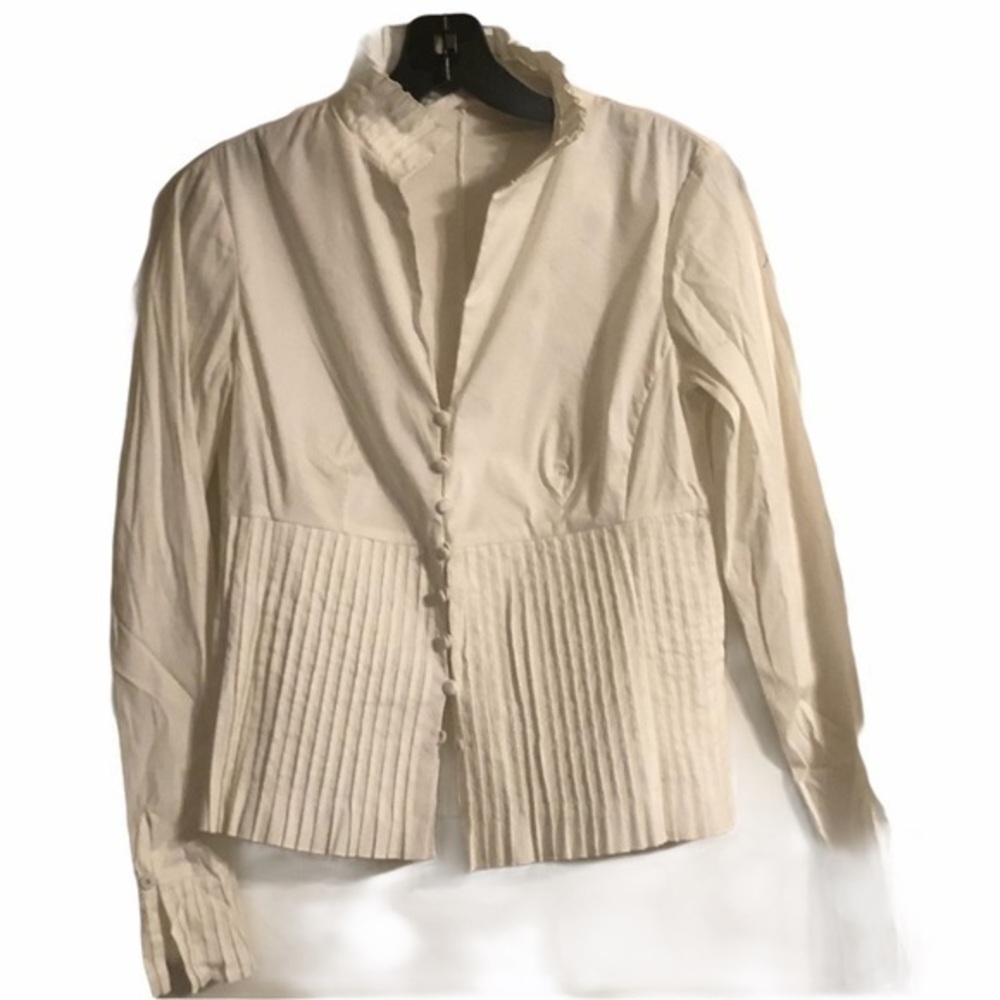 Perse pintuck white cotton blouse